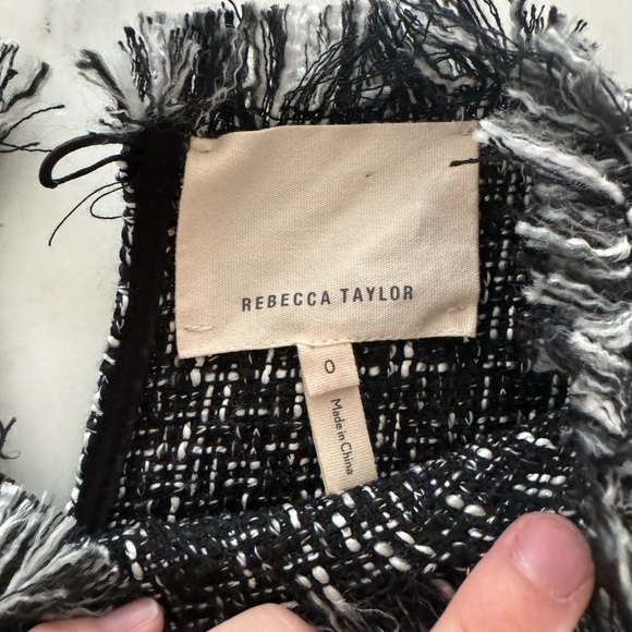 Rebecca Taylor- Black and White Tweed Longsleeve Blouse - Picture 5 of 6